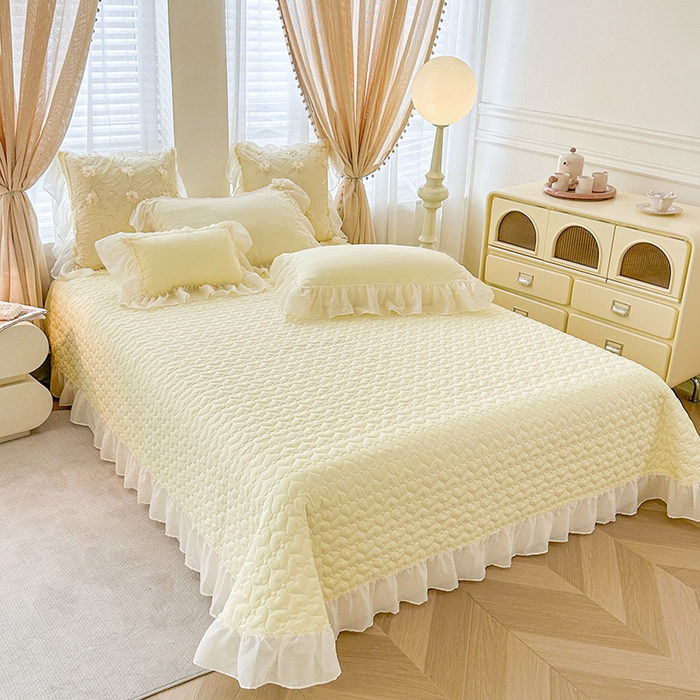 91家纺网 家纺一手货源 找家纺 （总）鼎丰家纺 2025新款立体花朵蕾丝雪纺花边四件套-绮梦系列