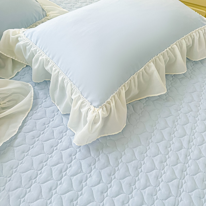 91家纺网 家纺一手货源 找家纺 鼎丰家纺 2025新款立体花朵蕾丝雪纺花边四件套-绮梦系列 绮梦-浅蓝