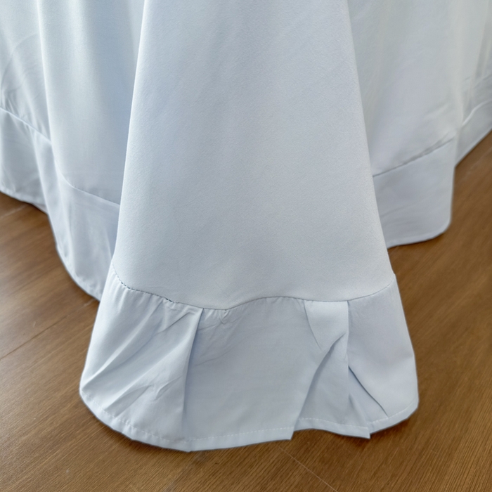 91家纺网 家纺一手货源 找家纺 鼎丰家纺 2025新款蕾丝刺绣雪纺花边四件套 香榭-浅蓝