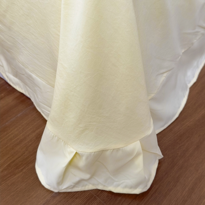 91家纺网 家纺一手货源 找家纺 鼎丰家纺 2025新款蕾丝刺绣雪纺花边四件套 香榭-米色