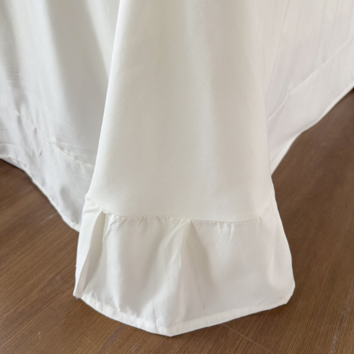 91家纺网 家纺一手货源 找家纺 鼎丰家纺 2025新款蕾丝刺绣雪纺花边四件套 香榭-奶白