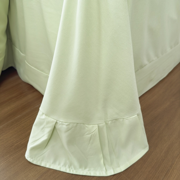 91家纺网 家纺一手货源 找家纺 鼎丰家纺 2025新款蕾丝刺绣雪纺花边四件套 香榭-浅绿