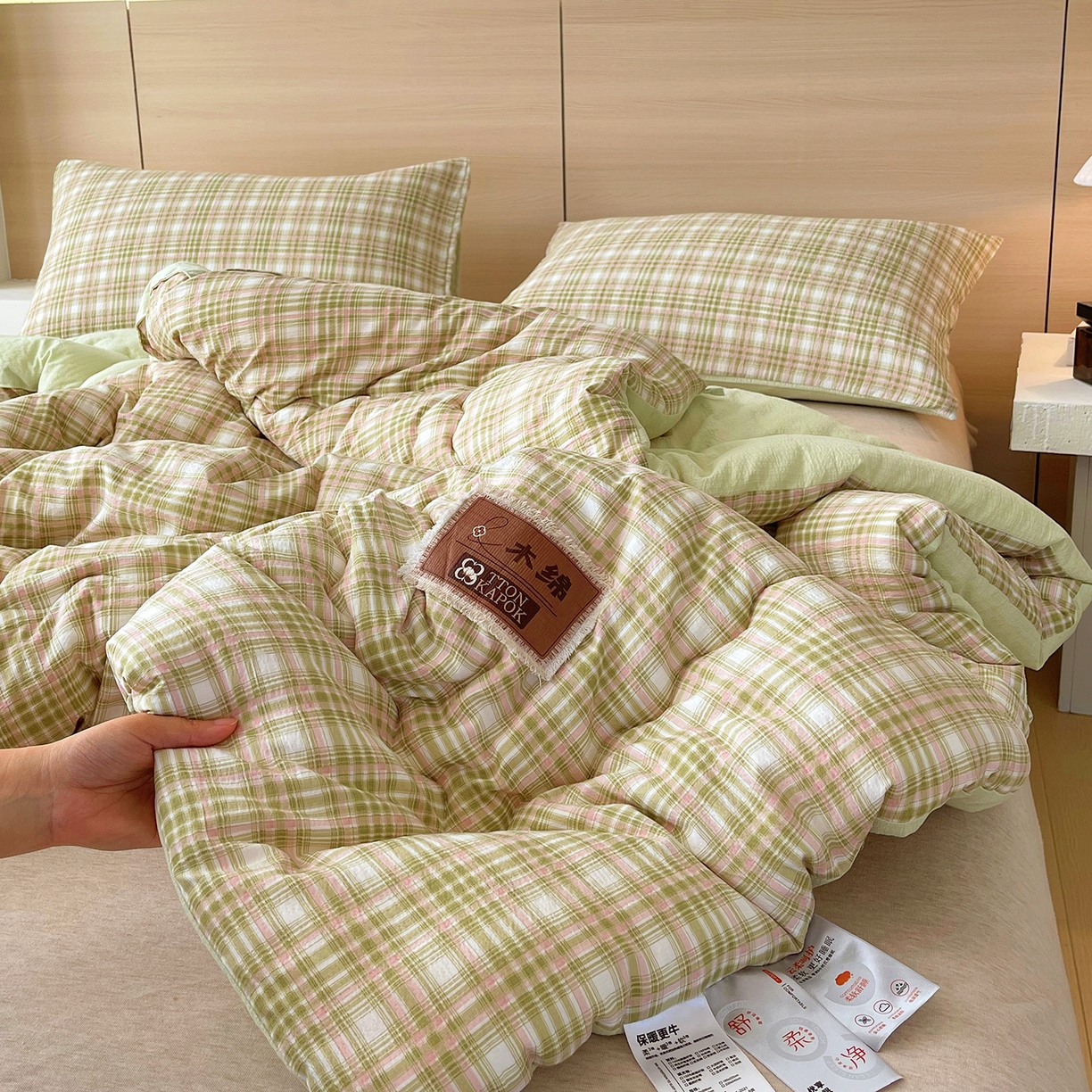 91家纺网 家纺一手货源 找家纺 （总）宝士康家纺 2025新款10A抗菌云木棉格子春秋被/冬被/被芯/跨境外贸