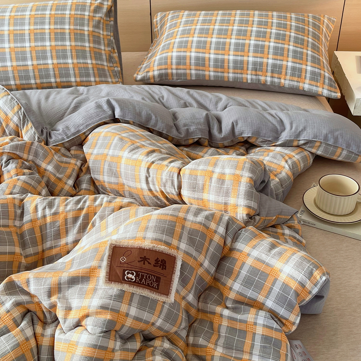 91家纺网 家纺一手货源 找家纺 宝士康家纺 2025新款10A抗菌云木棉格子春秋被/冬被/被芯/跨境外贸 蓝灰格