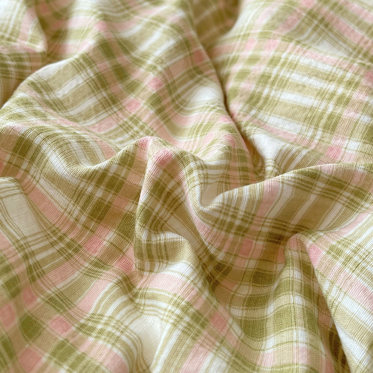 91家纺网 家纺一手货源 找家纺 宝士康家纺 2025新款10A抗菌云木棉格子春秋被/冬被/被芯/跨境外贸 绿粉格