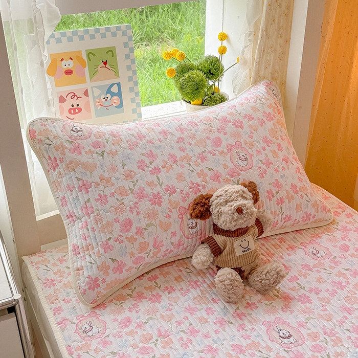 91家纺网 家纺一手货源 找家纺 大元 2025新款A类数码印花朴棉夹棉床盖老粗布床盖双面可用学生单床盖 床盖单件 礼花兔