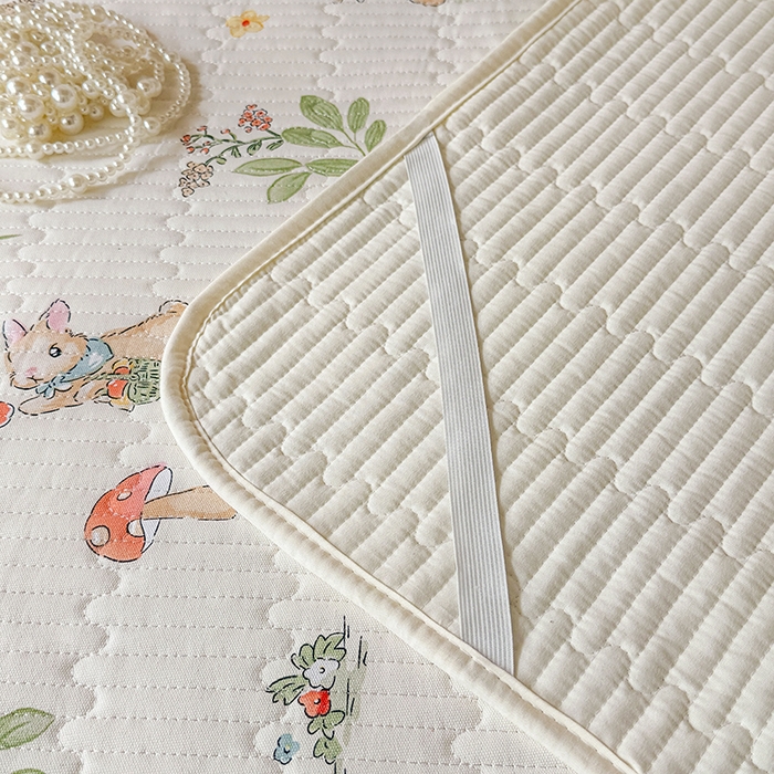 91家纺网 家纺一手货源 找家纺 大元 2025新款A类数码印花朴棉夹棉床盖老粗布床盖双面可用学生单床盖 床盖单件 花从兔