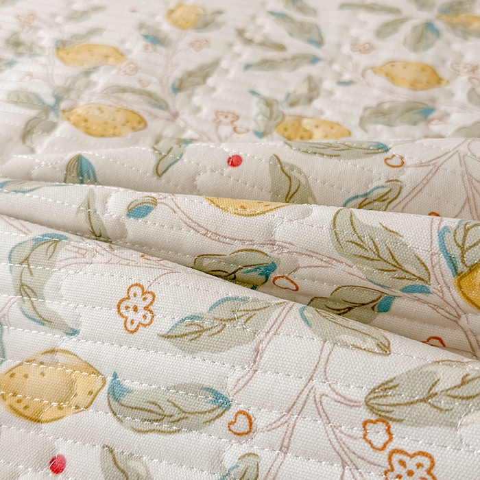 91家纺网 家纺一手货源 找家纺 大元 2025新款A类数码印花朴棉夹棉床盖老粗布床盖双面可用学生单床盖 床盖单件 小柠檬