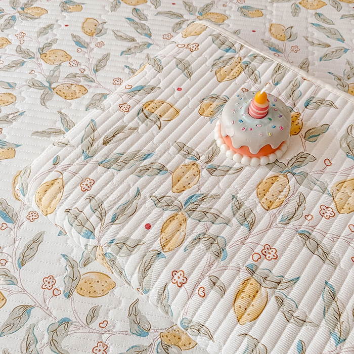 91家纺网 家纺一手货源 找家纺 大元 2025新款A类数码印花朴棉夹棉床盖老粗布床盖双面可用学生单床盖 床盖单件 小柠檬