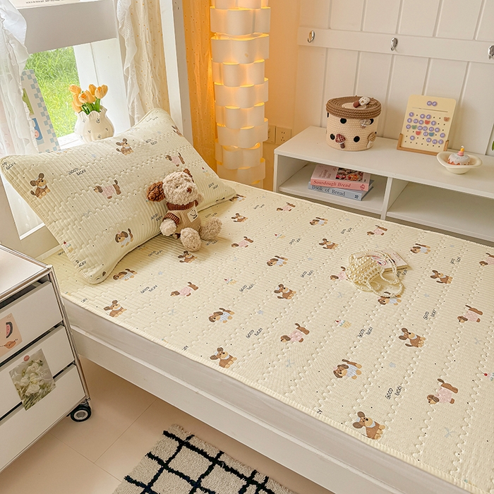 91家纺网 家纺一手货源 找家纺 大元 2025新款A类数码印花朴棉夹棉床盖老粗布床盖双面可用学生单床盖 床盖单件 汪汪派