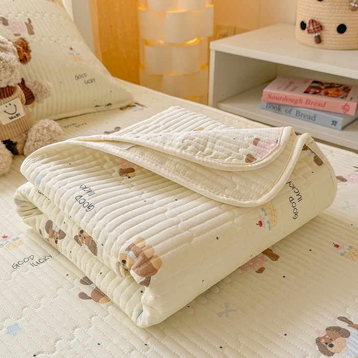 91家纺网 家纺一手货源 找家纺 大元 2025新款A类数码印花朴棉夹棉床盖老粗布床盖双面可用学生单床盖 床盖单件 汪汪派