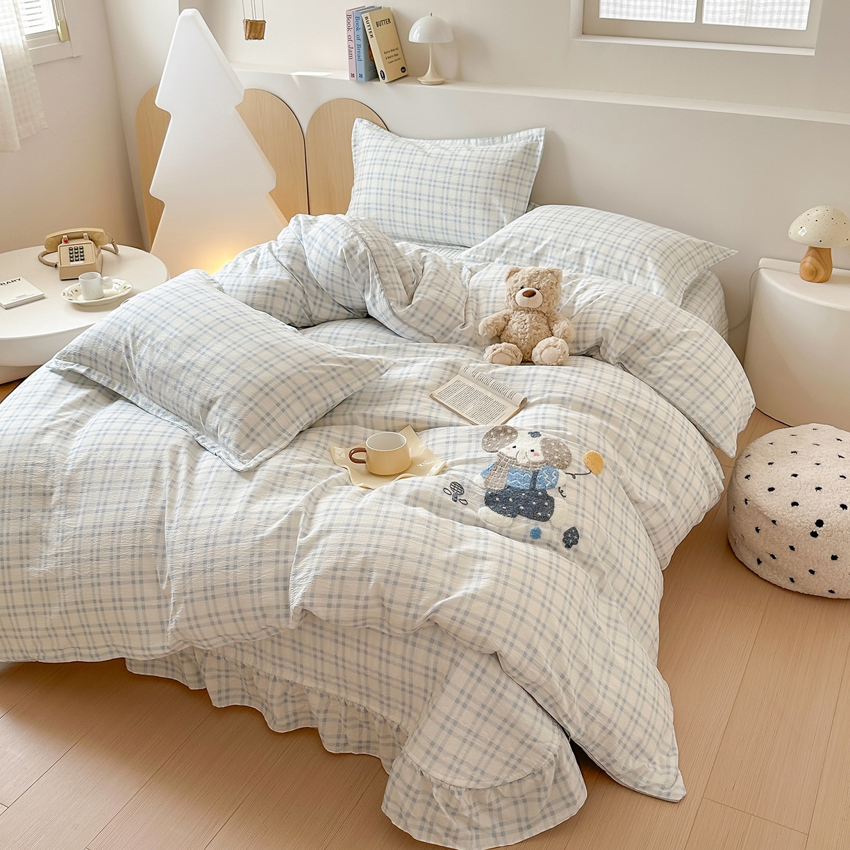 91家纺网 家纺一手货源 找家纺 元熙 2025新款木棉砂洗毛巾绣毛巾绣被芯床盖四件套 格格象