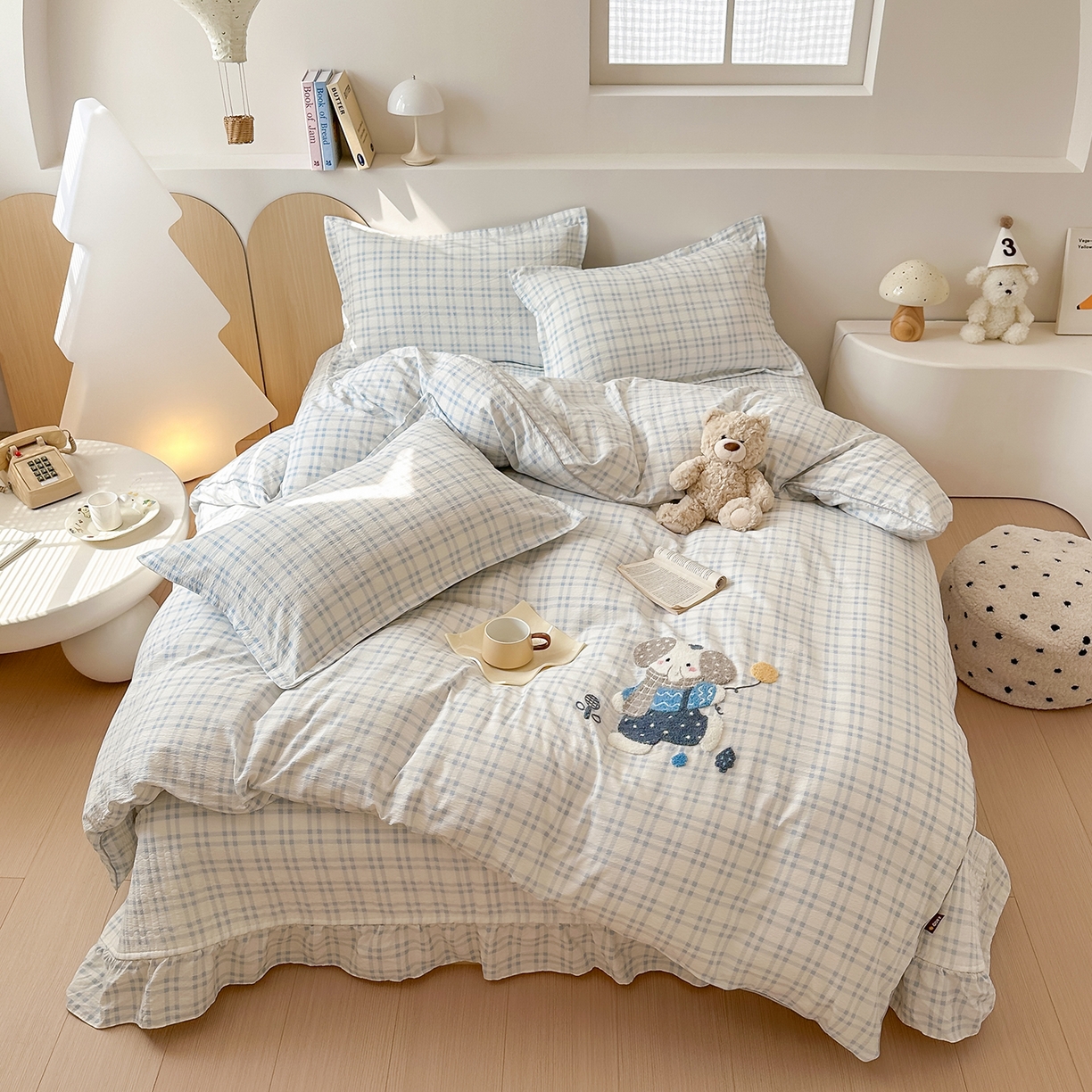 91家纺网 家纺一手货源 找家纺 元熙 2025新款木棉砂洗毛巾绣毛巾绣被芯床盖四件套 格格象