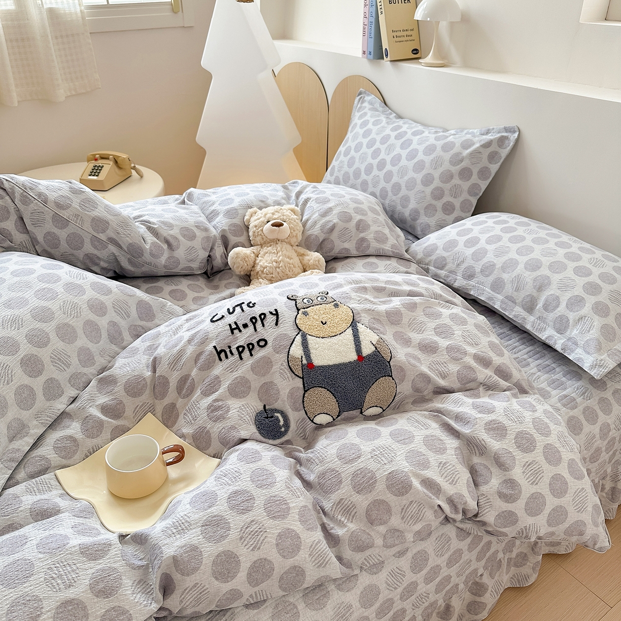 91家纺网 家纺一手货源 找家纺 元熙 2025新款木棉砂洗毛巾绣毛巾绣被芯床盖四件套 河马先生