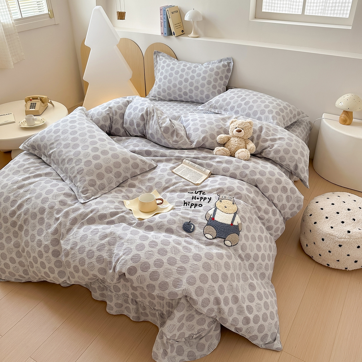 91家纺网 家纺一手货源 找家纺 元熙 2025新款木棉砂洗毛巾绣毛巾绣被芯床盖四件套 河马先生