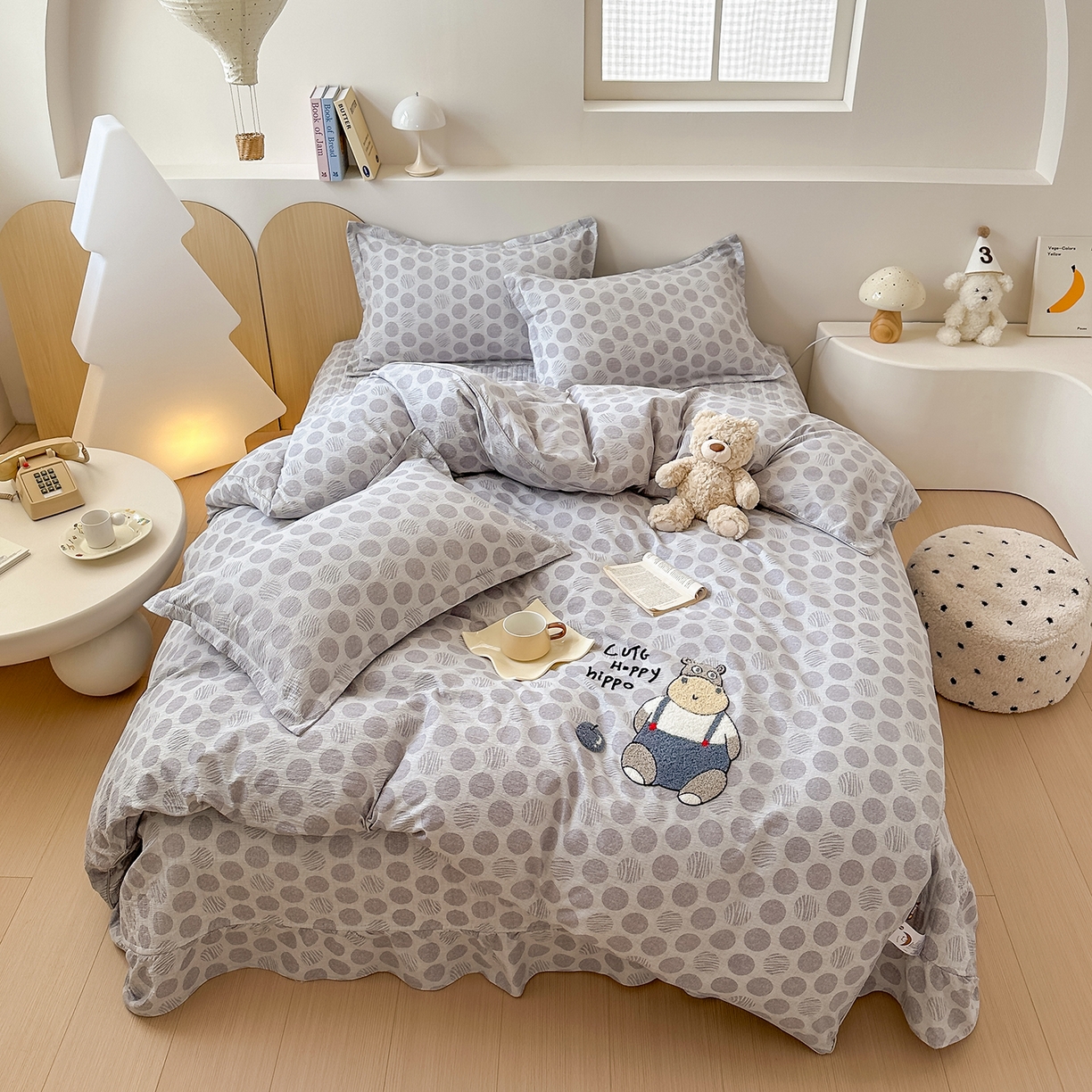 91家纺网 家纺一手货源 找家纺 元熙 2025新款木棉砂洗毛巾绣毛巾绣被芯床盖四件套 河马先生