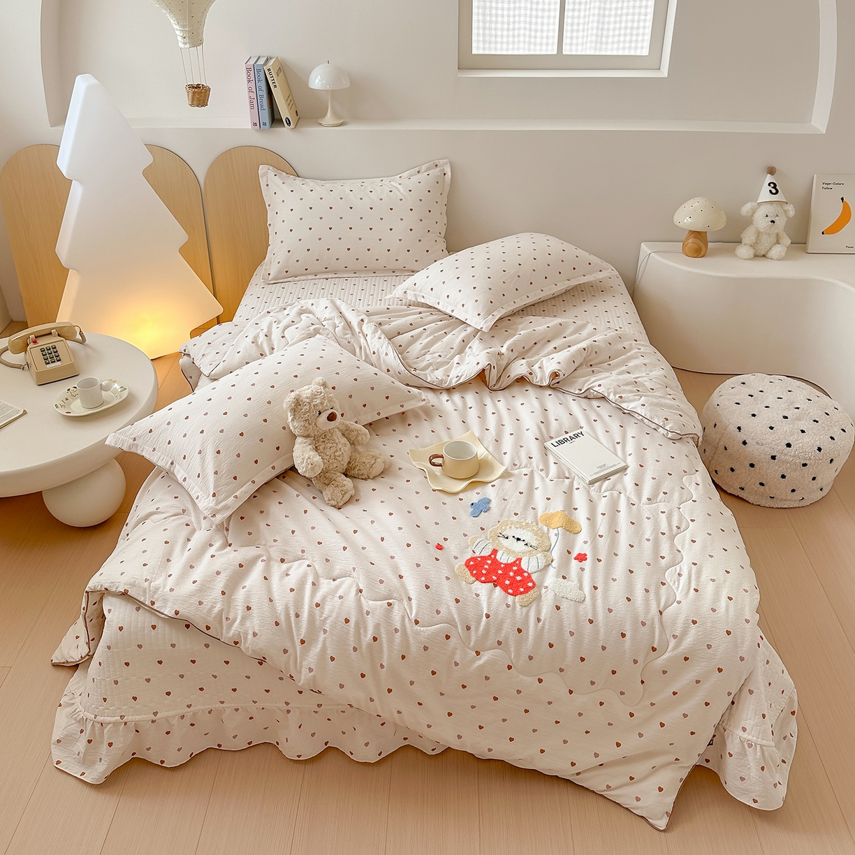 91家纺网 家纺一手货源 找家纺 元熙 2025新款木棉砂洗毛巾绣毛巾绣被芯床盖四件套 狮狮王