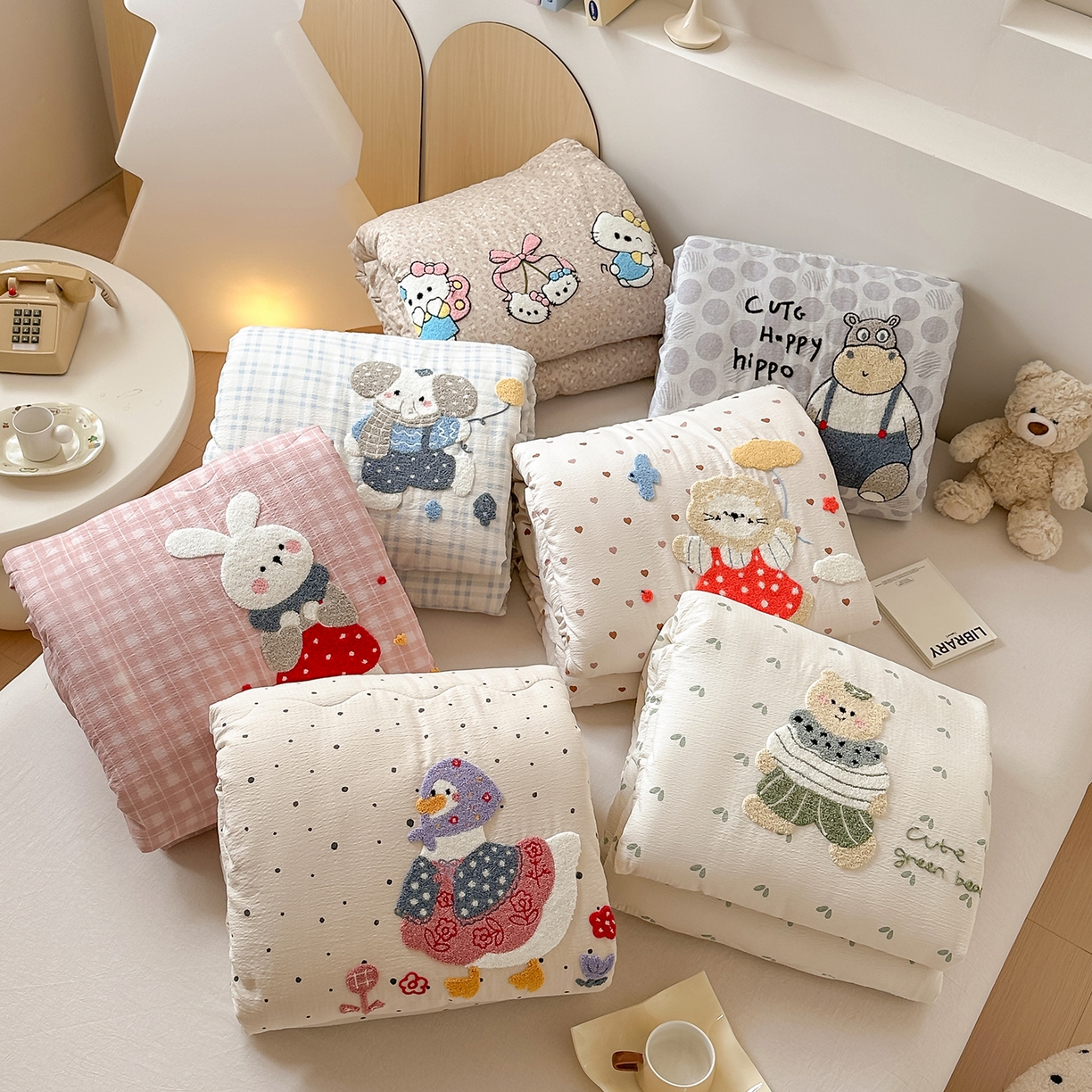 元熙 2025新款木棉砂洗毛巾绣毛巾绣被芯床盖四件套 组合图仅供参考