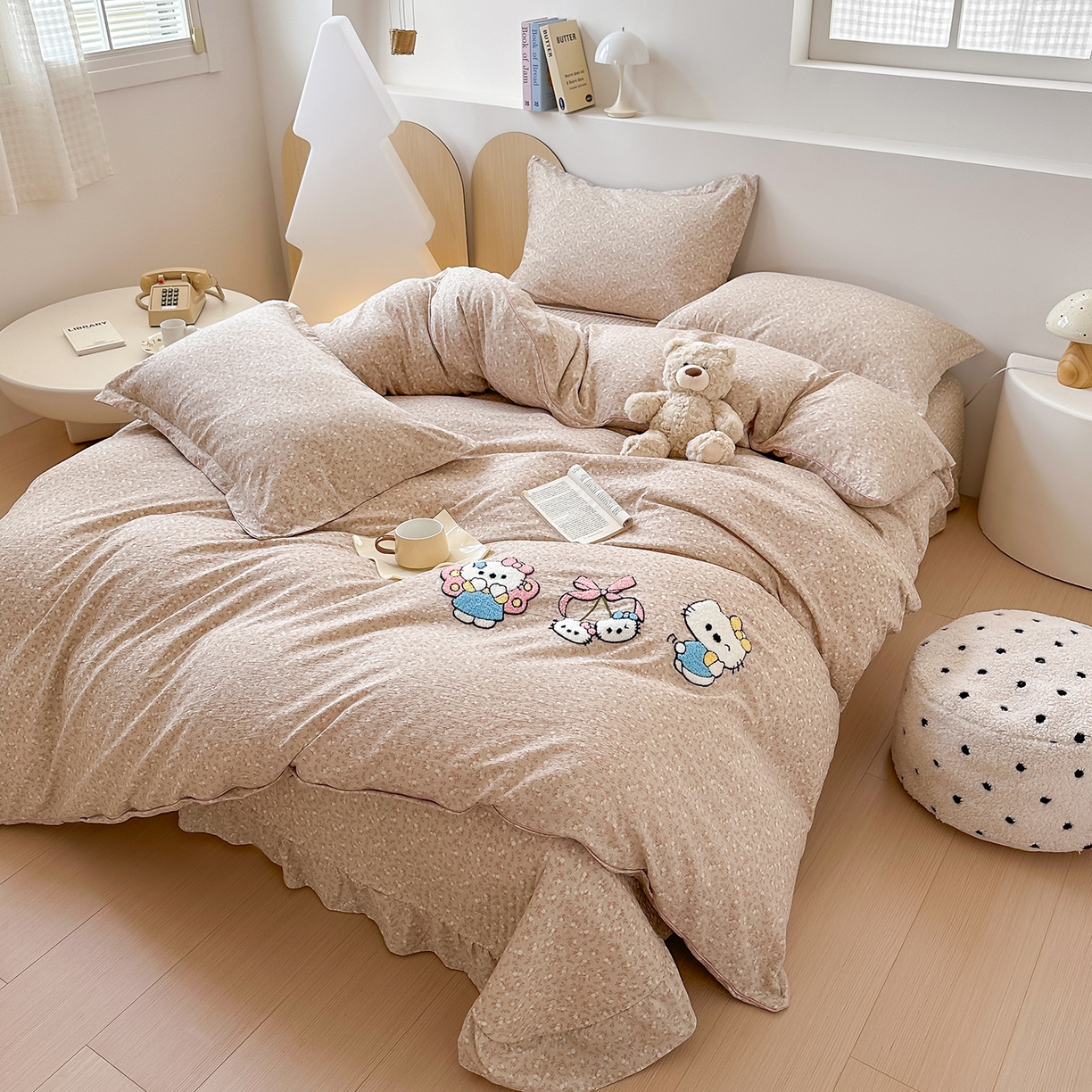 91家纺网 家纺一手货源 找家纺 元熙 2025新款木棉砂洗毛巾绣毛巾绣被芯床盖四件套 TK猫