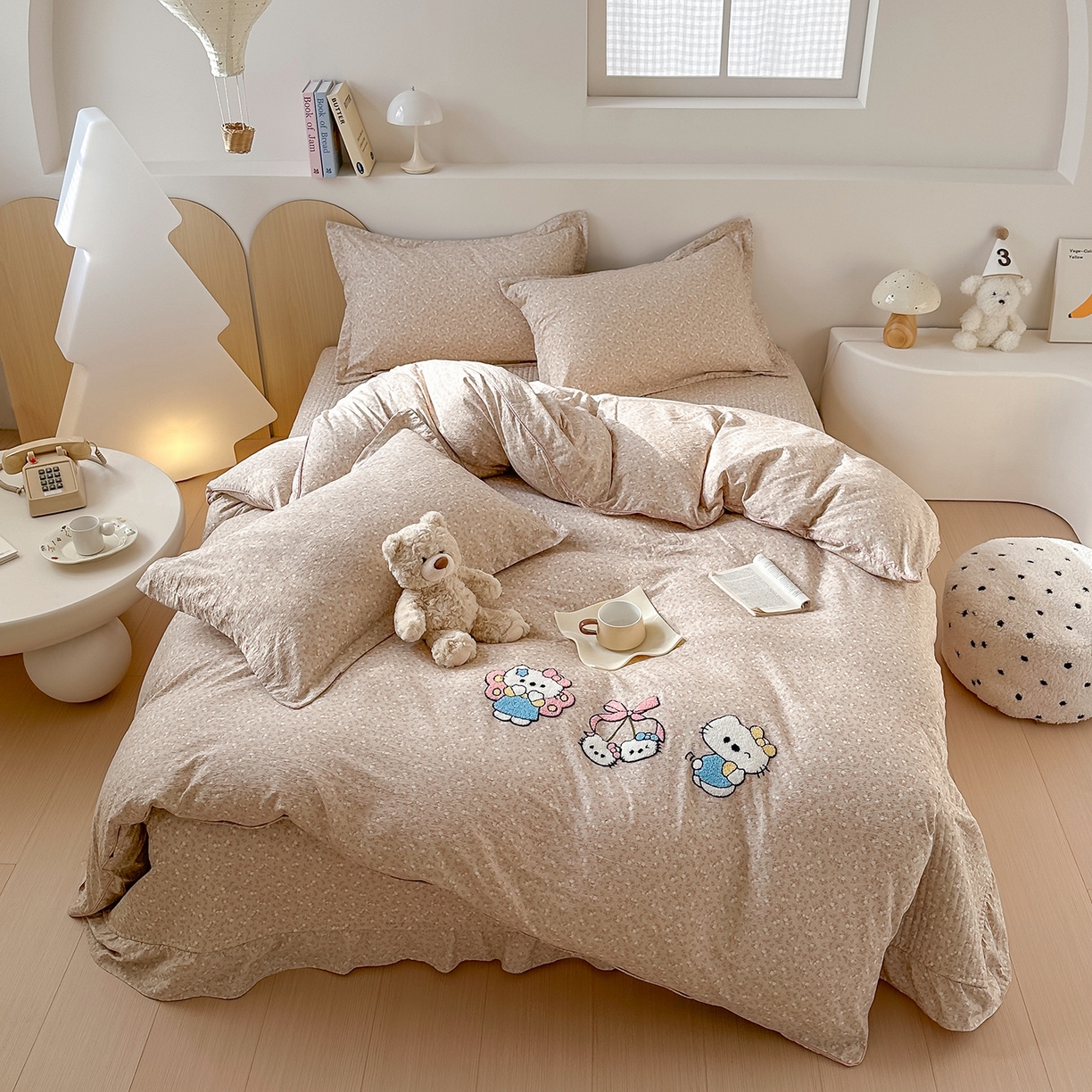 91家纺网 家纺一手货源 找家纺 元熙 2025新款木棉砂洗毛巾绣毛巾绣被芯床盖四件套 TK猫