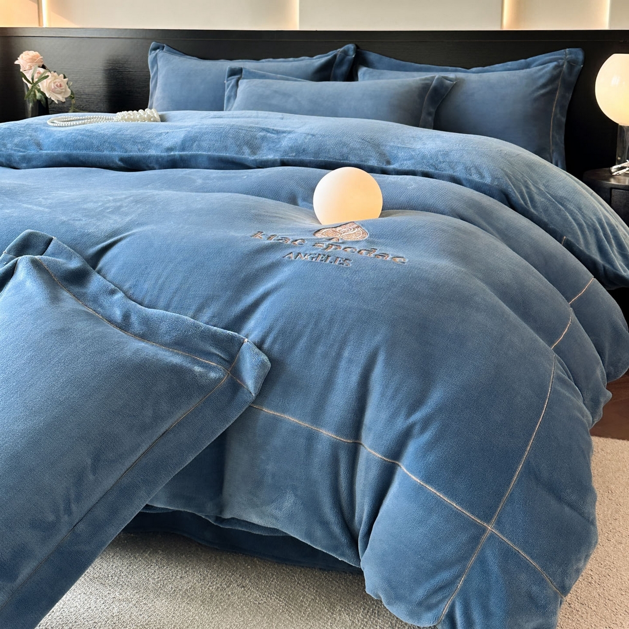 91家纺网 家纺一手货源 找家纺 （总）狂想家 2025新款刺绣牛奶绒四件套-安琪儿