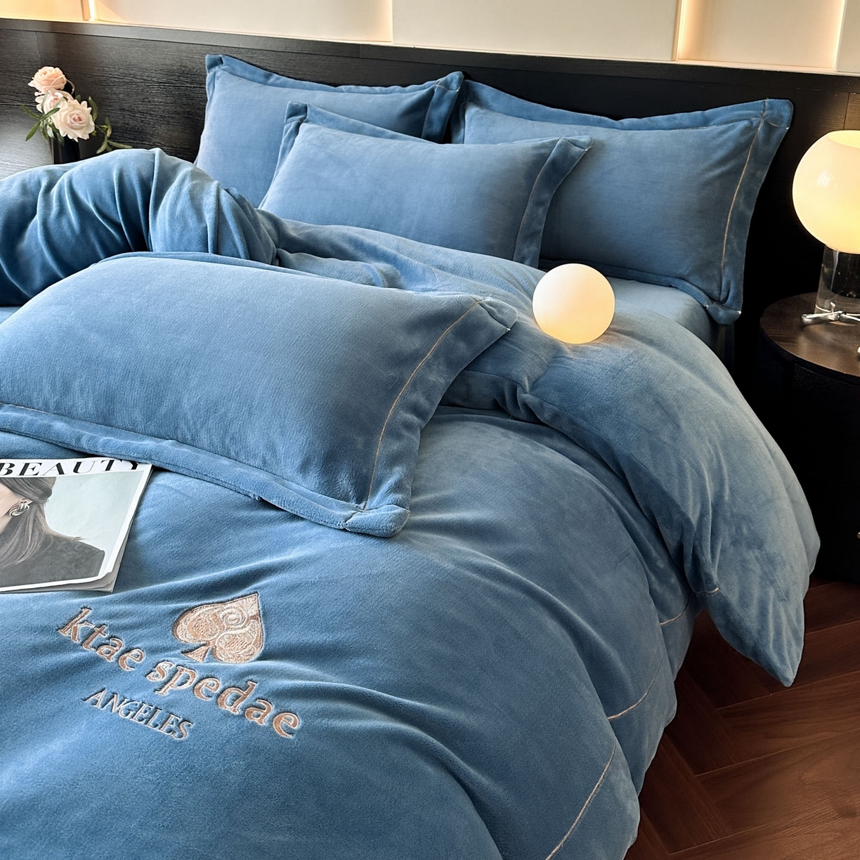 91家纺网 家纺一手货源 找家纺 （总）狂想家 2025新款刺绣牛奶绒四件套-安琪儿