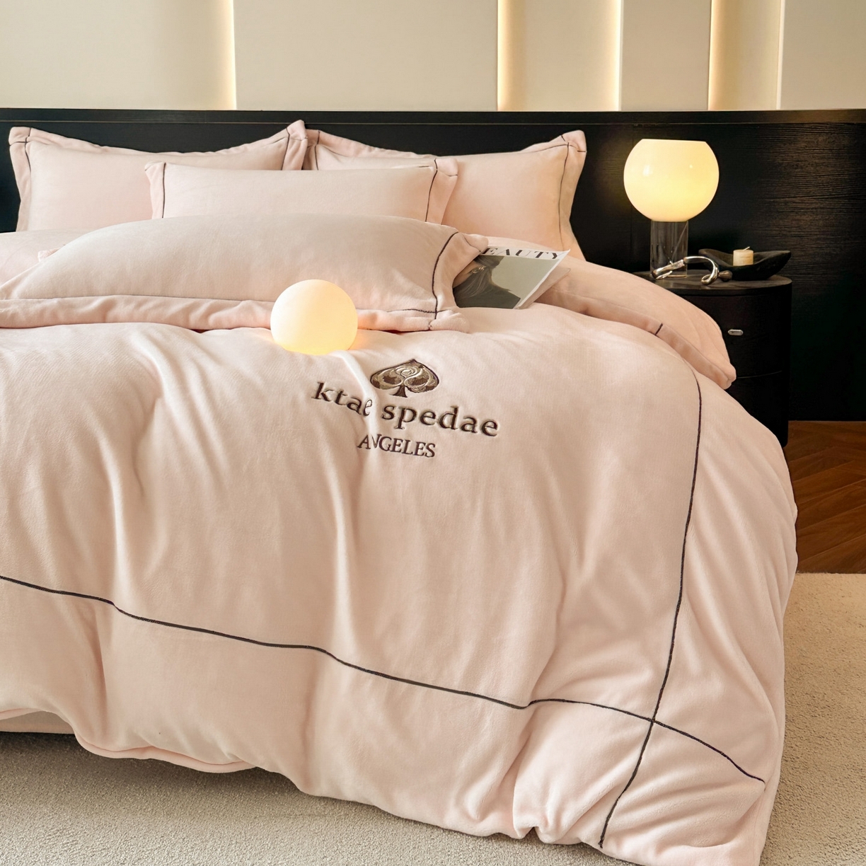 91家纺网 家纺一手货源 找家纺 狂想家 2025新款刺绣牛奶绒四件套-安琪儿 安琪儿-浅玉粉