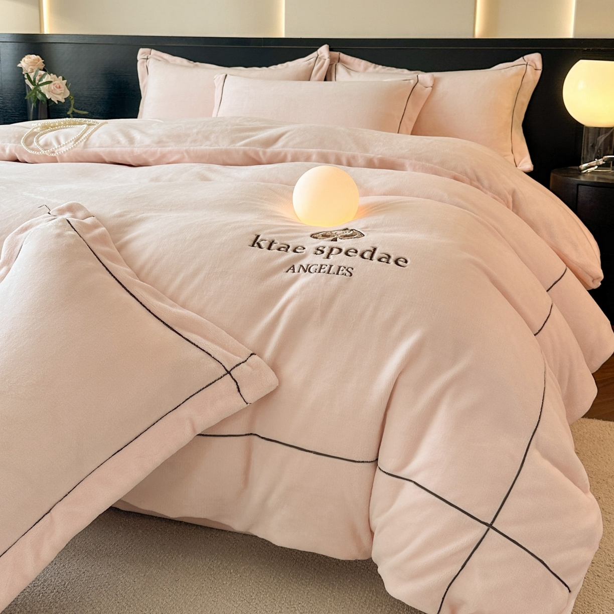 91家纺网 家纺一手货源 找家纺 狂想家 2025新款刺绣牛奶绒四件套-安琪儿 安琪儿-浅玉粉