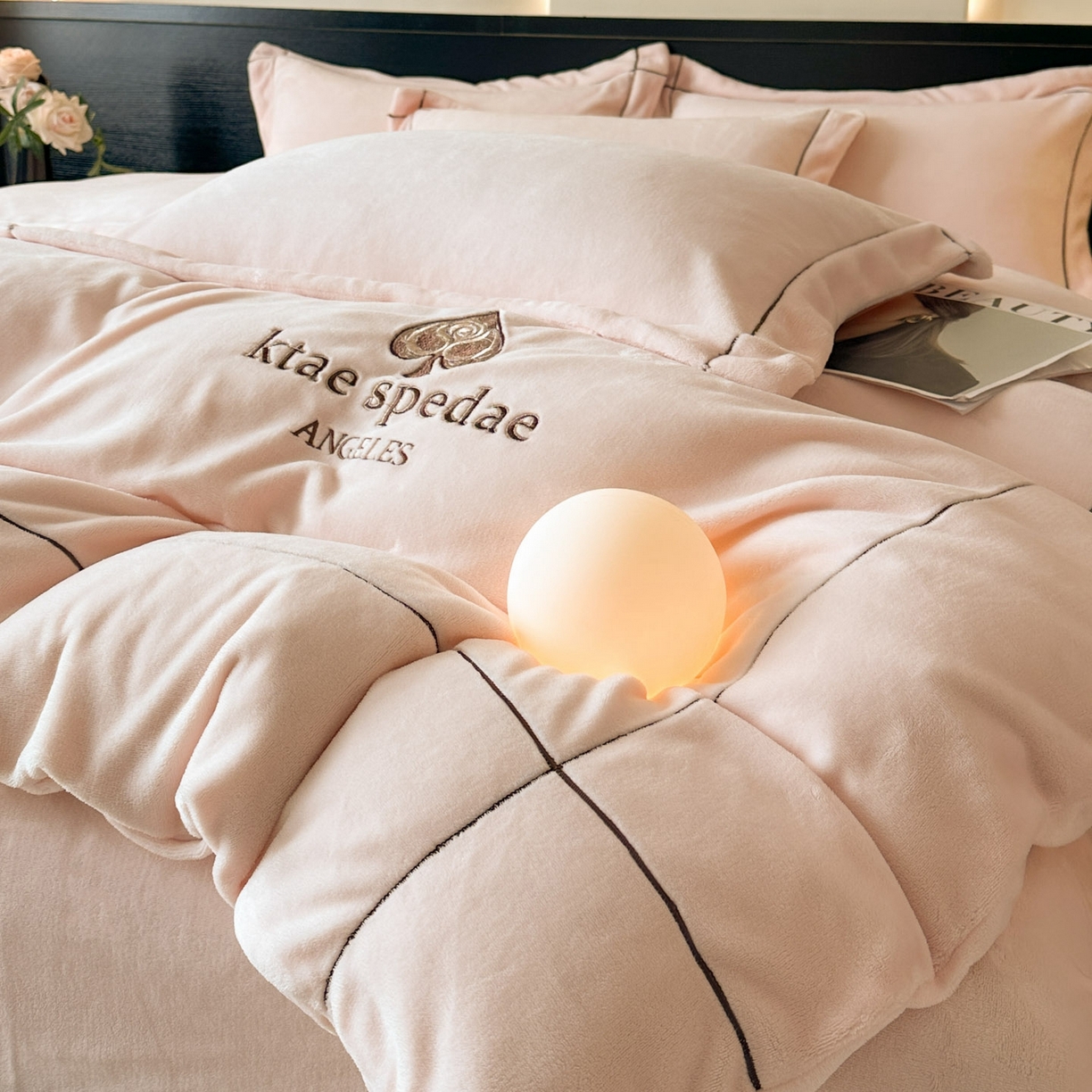 狂想家 2025新款刺绣牛奶绒四件套-安琪儿 安琪儿-浅玉粉