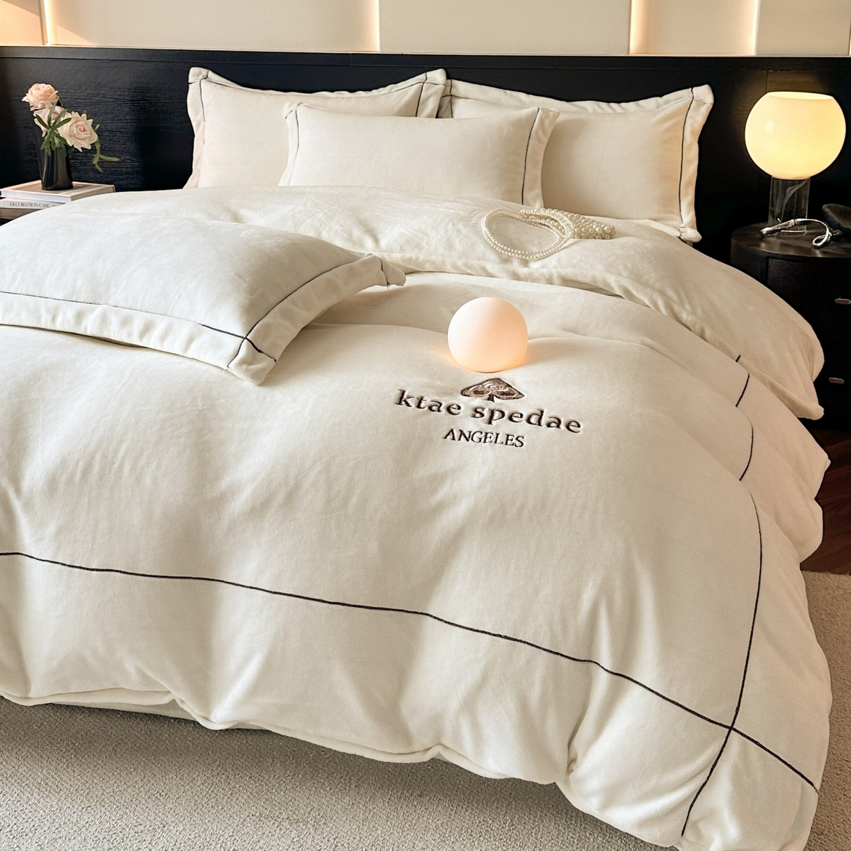 91家纺网 家纺一手货源 找家纺 狂想家 2025新款刺绣牛奶绒四件套-安琪儿 安琪儿-暖冬白