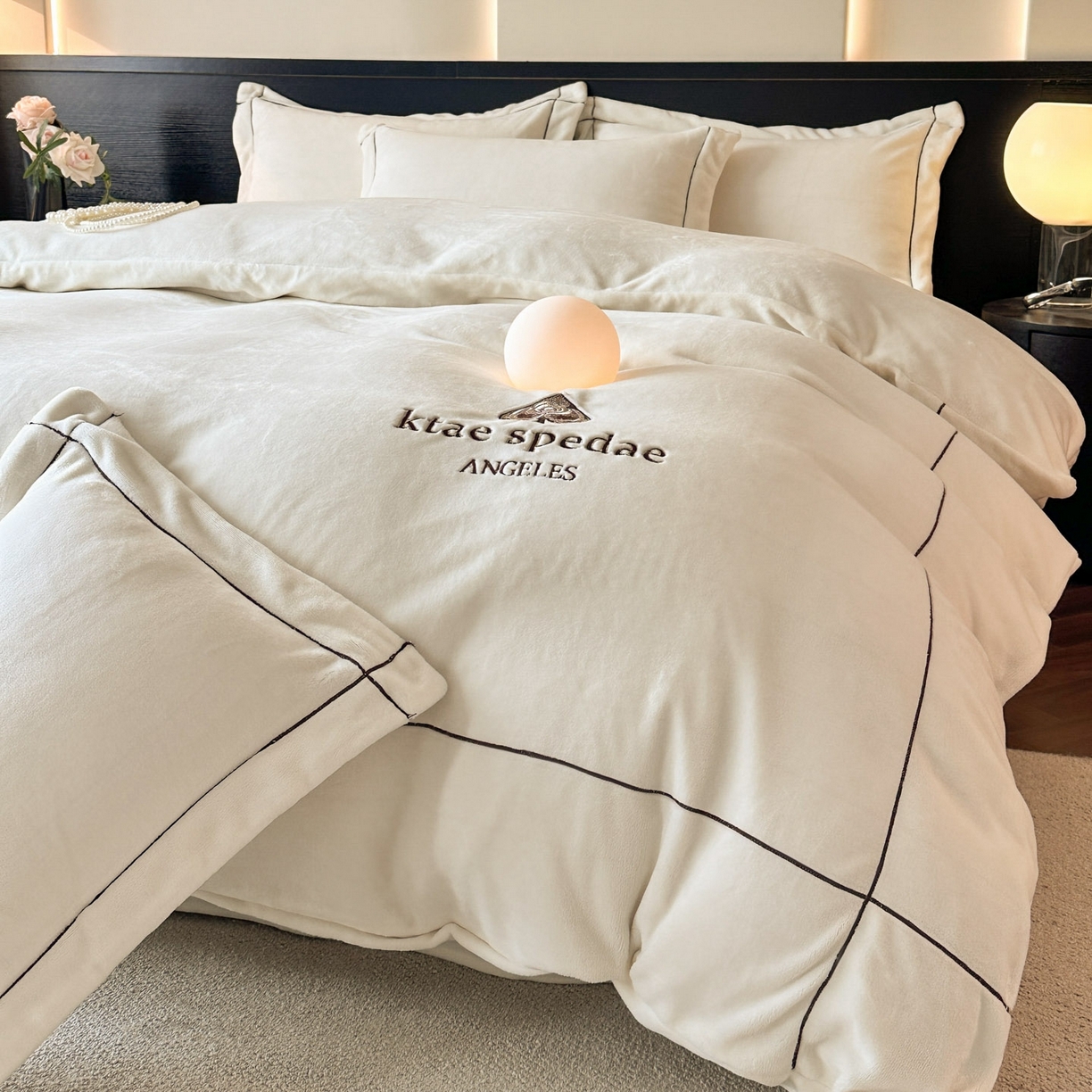 91家纺网 家纺一手货源 找家纺 狂想家 2025新款刺绣牛奶绒四件套-安琪儿 安琪儿-暖冬白