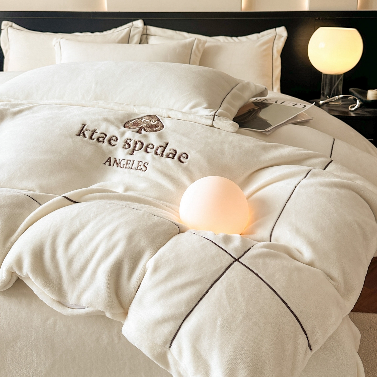 91家纺网 家纺一手货源 找家纺 狂想家 2025新款刺绣牛奶绒四件套-安琪儿 安琪儿-暖冬白