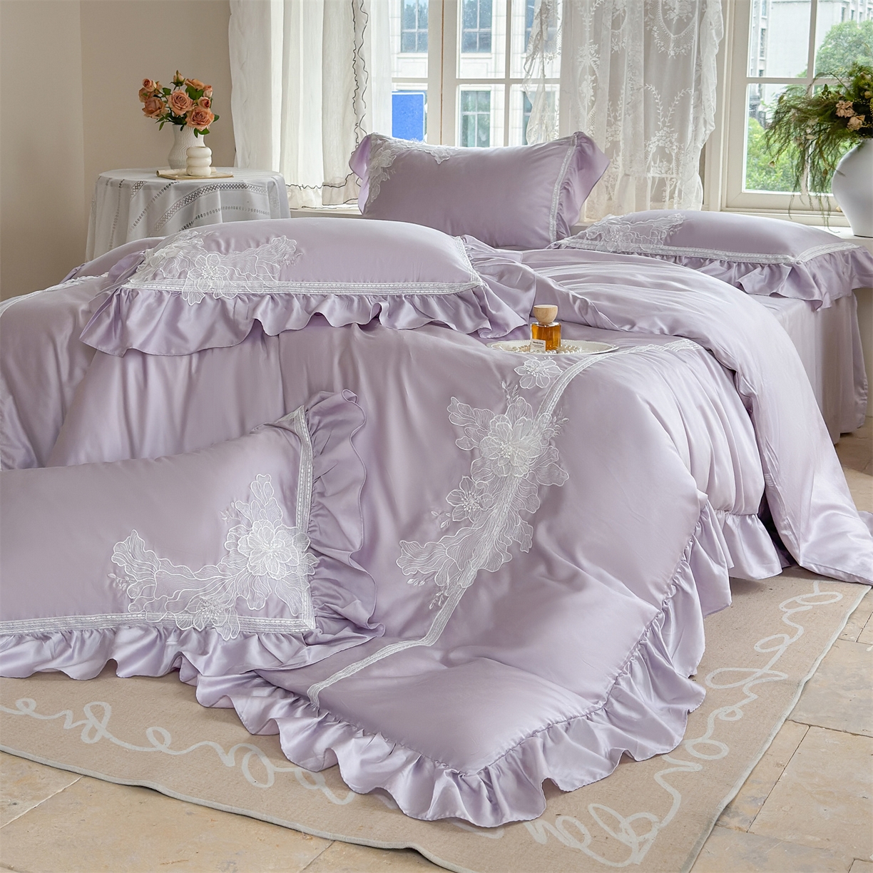 91家纺网 家纺一手货源 找家纺 （总）美娘阁 2025新款长绒棉全棉提花居家款四件套-西西里岛