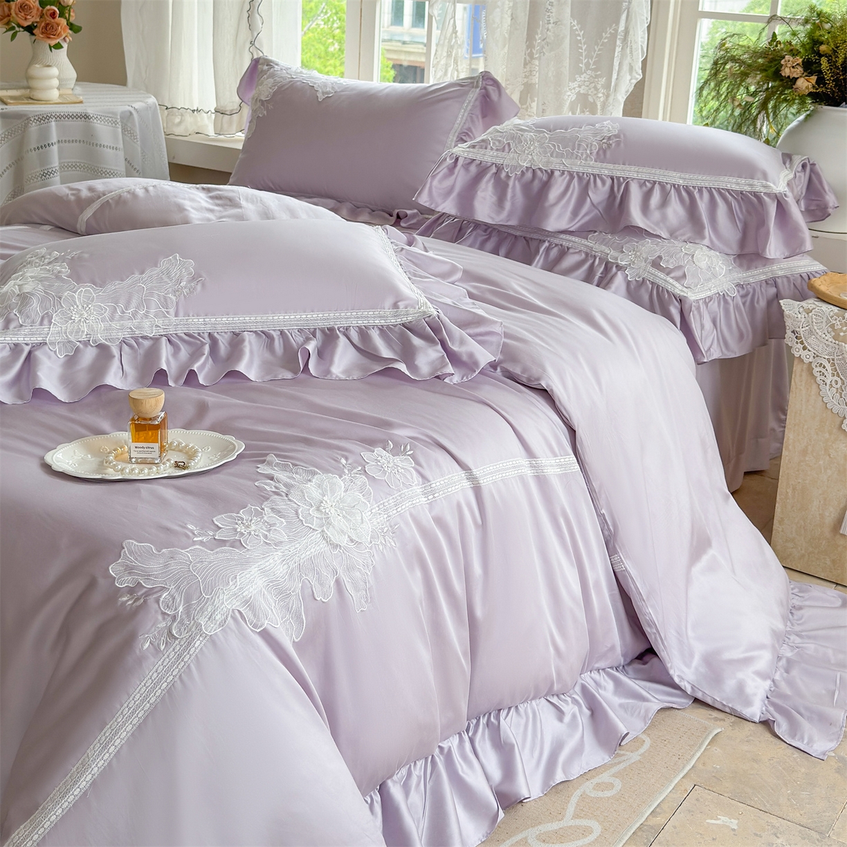 91家纺网 家纺一手货源 找家纺 （总）美娘阁 2025新款长绒棉全棉提花居家款四件套-西西里岛