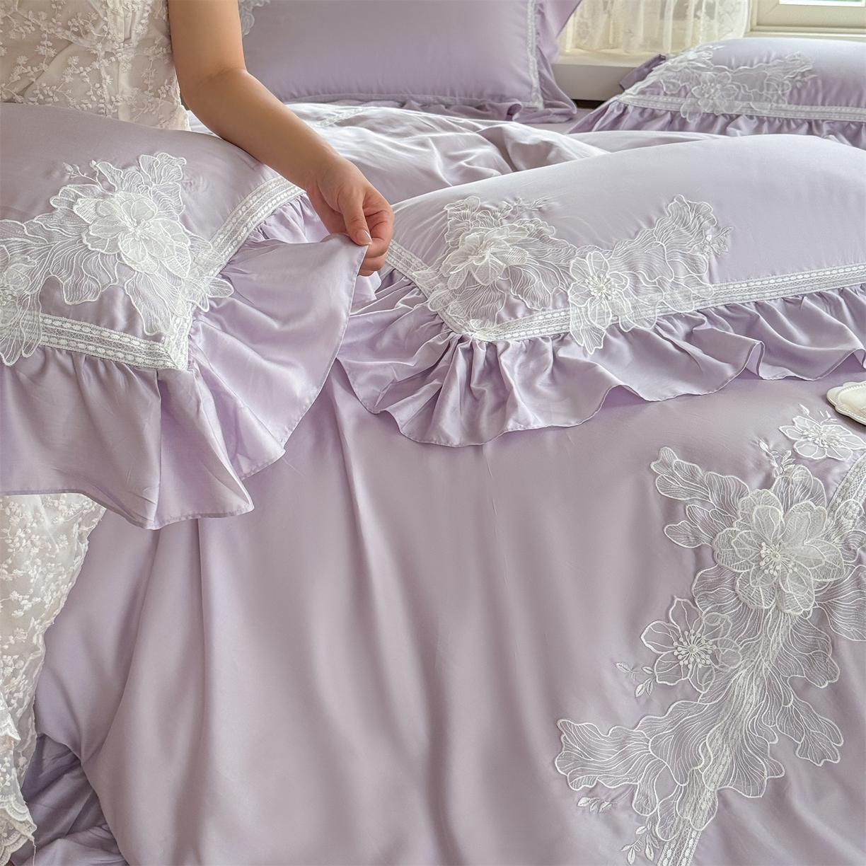 91家纺网 家纺一手货源 找家纺 （总）美娘阁 2025新款长绒棉全棉提花居家款四件套-西西里岛