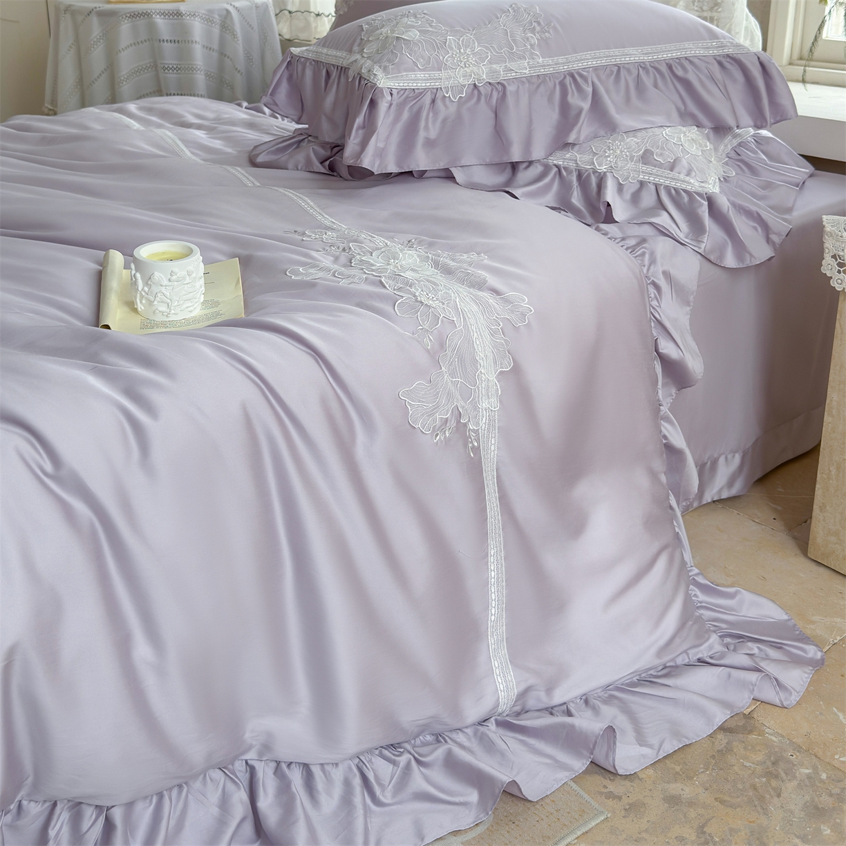 91家纺网 家纺一手货源 找家纺 （总）美娘阁 2025新款长绒棉全棉提花居家款四件套-西西里岛