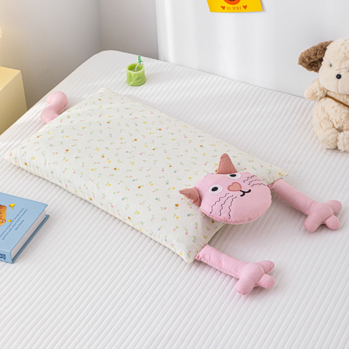 91家纺网 家纺一手货源 找家纺 （总）仁宇枕业 2025新款全棉纯棉双层纱甜荞麦枕芯卡通儿童学生成人护颈枕枕头枕芯-哇噻猫