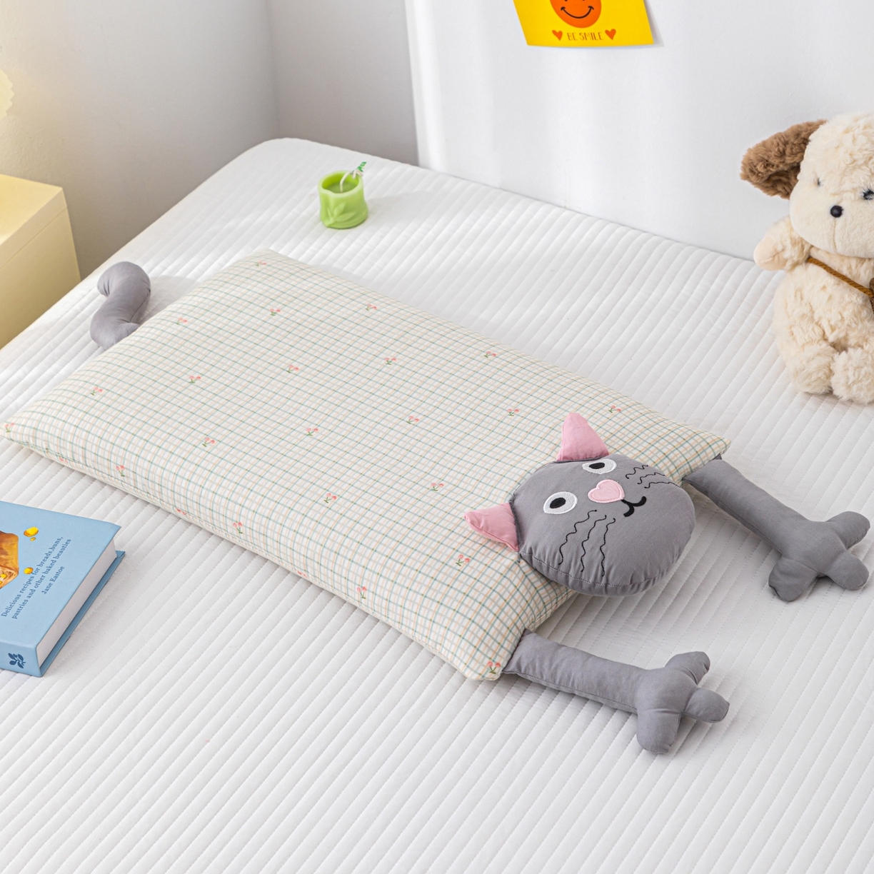 91家纺网 家纺一手货源 找家纺 （总）仁宇枕业 2025新款全棉纯棉双层纱甜荞麦枕芯卡通儿童学生成人护颈枕枕头枕芯-哇噻猫