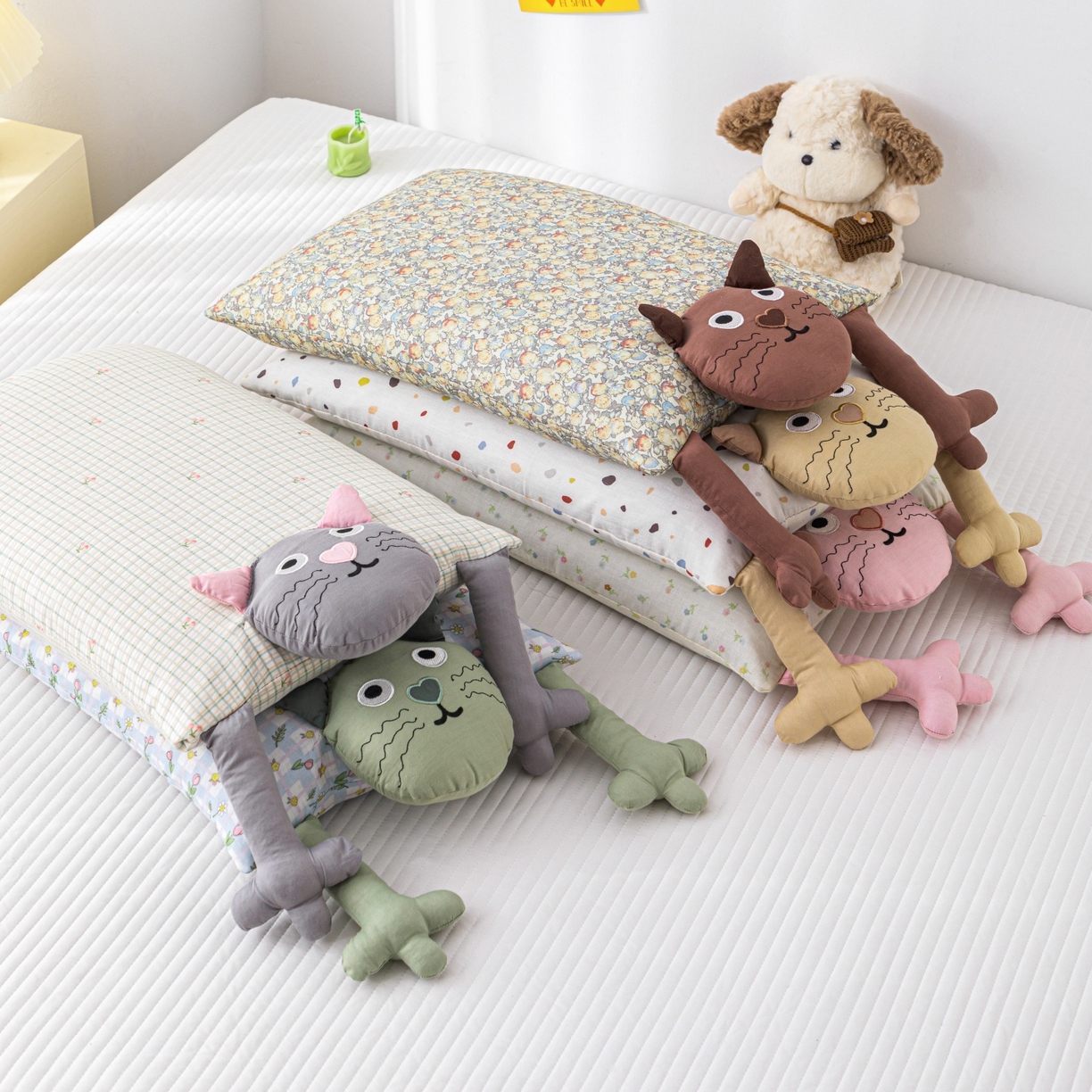 91家纺网 家纺一手货源 找家纺 （总）仁宇枕业 2025新款全棉纯棉双层纱甜荞麦枕芯卡通儿童学生成人护颈枕枕头枕芯-哇噻猫