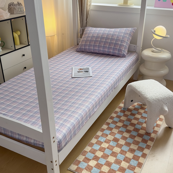 91家纺网 家纺一手货源 找家纺 丝芙妮家居（原乐视家纺） 2026新款学生季A类木棉床笠单品床笠单件单床笠 月影格