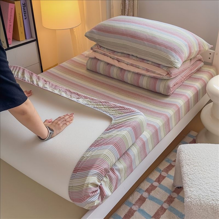 91家纺网 家纺一手货源 找家纺 丝芙妮家居（原乐视家纺） 2026新款学生季A类木棉床笠单品床笠单件单床笠 彩糖线