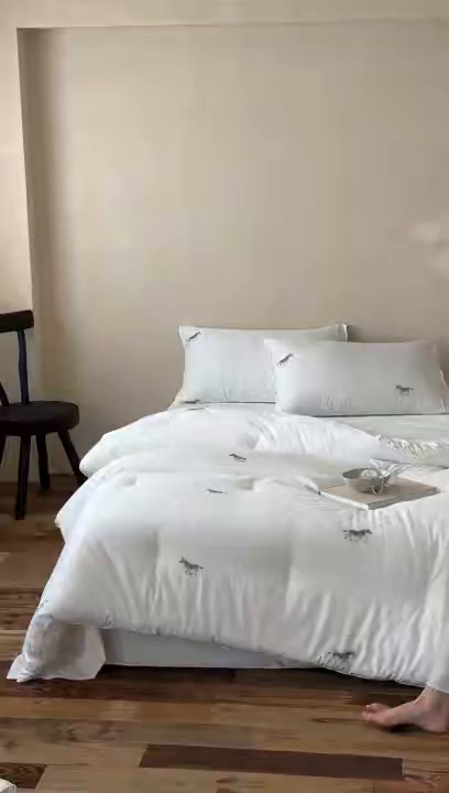 91家纺网 家纺一手货源 找家纺 （总）一加一 2025新款A类天雪棉双色剪花蚕丝大豆抗菌被芯