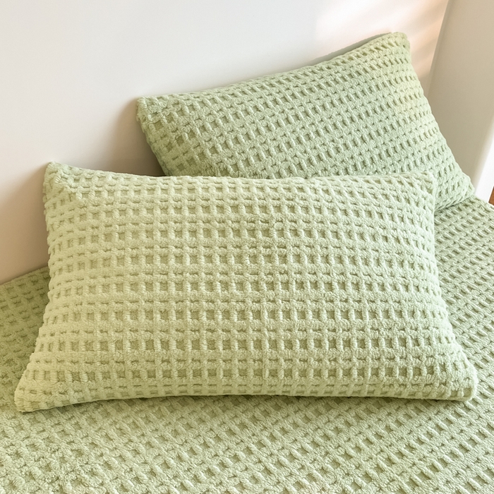 91家纺网 家纺一手货源 找家纺 （总）欧邦 2025新款华夫格塔芙绒单床笠 床笠单件