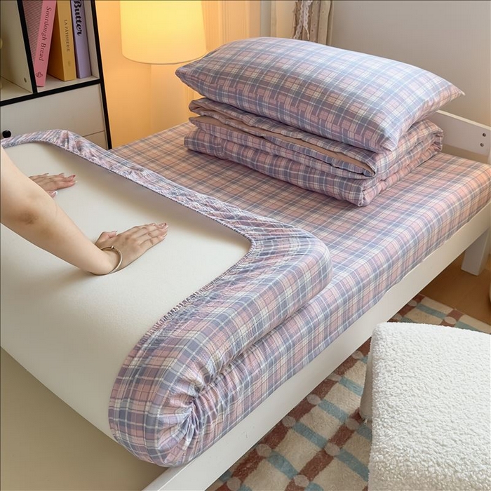 91家纺网 家纺一手货源 找家纺 丝芙妮家居（原乐视家纺） 2026新款学生季A类木棉床笠单品床笠单件单床笠 月影格