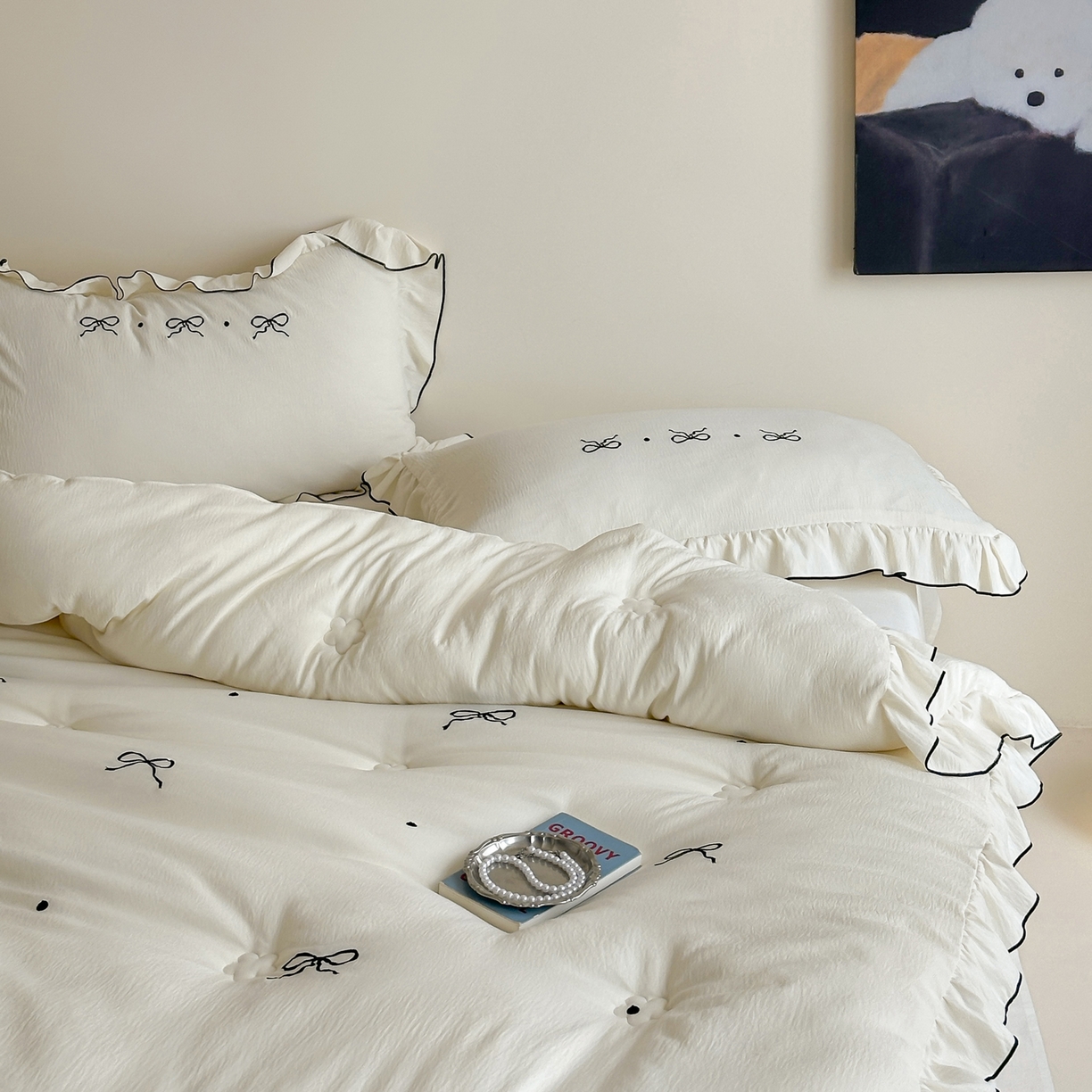 91家纺网 家纺一手货源 找家纺 一加一 2025新款宝宝纱益生菌刺绣抗菌被子被芯 甜心蝶语