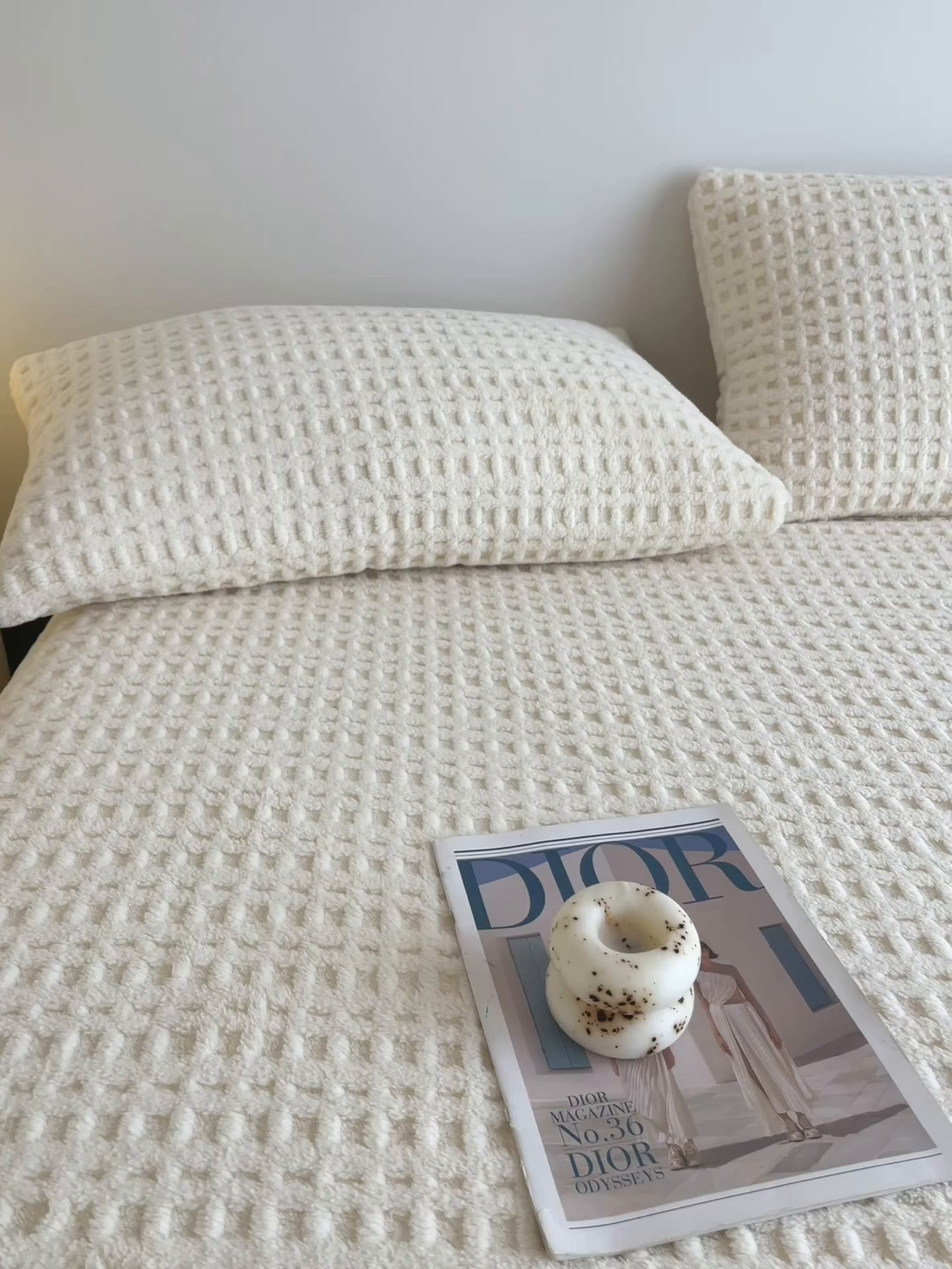 91家纺网 家纺一手货源 找家纺 欧邦 2025新款华夫格塔芙绒单床笠 床笠单件 华夫床笠-米白