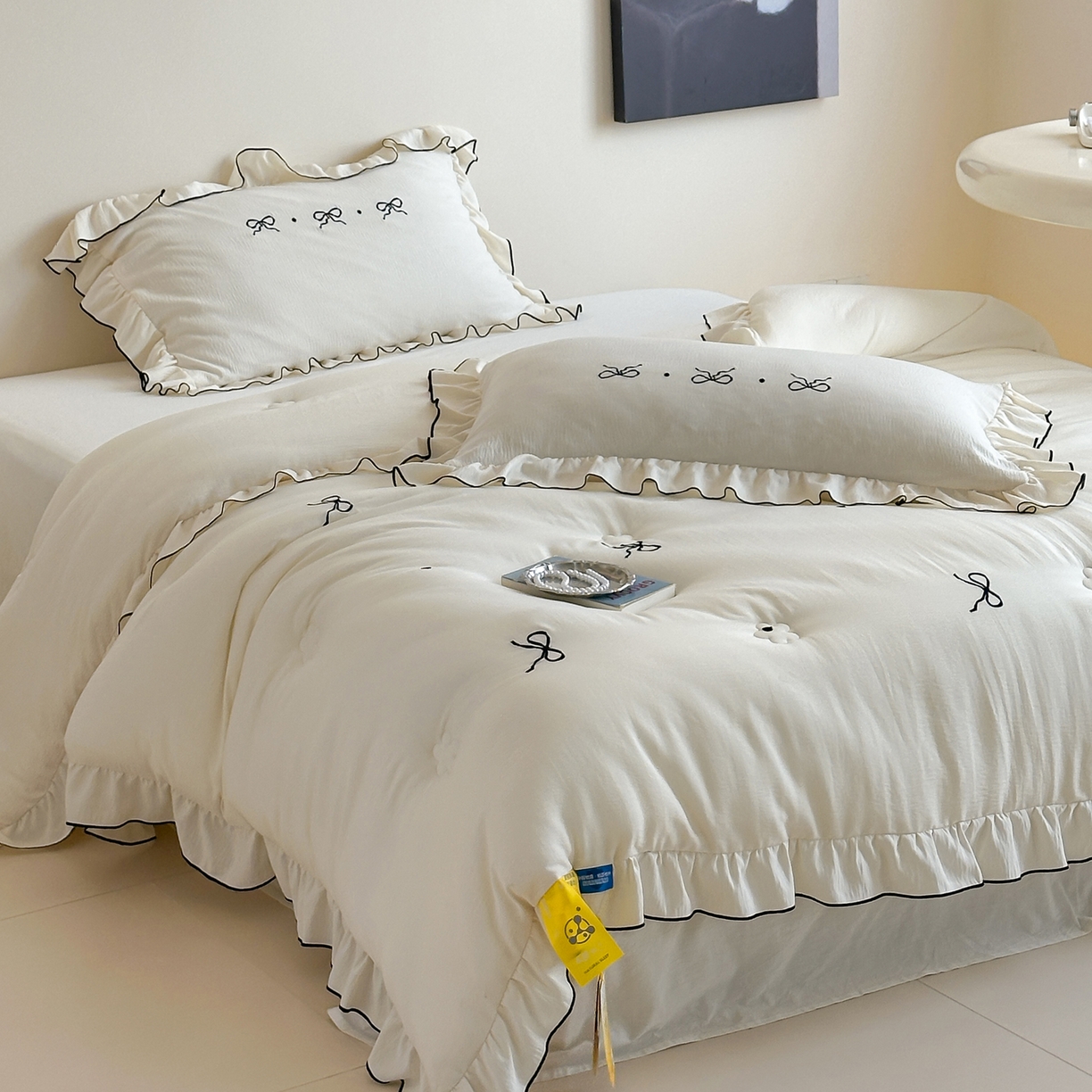 91家纺网 家纺一手货源 找家纺 一加一 2025新款宝宝纱益生菌刺绣抗菌被子被芯 甜心蝶语