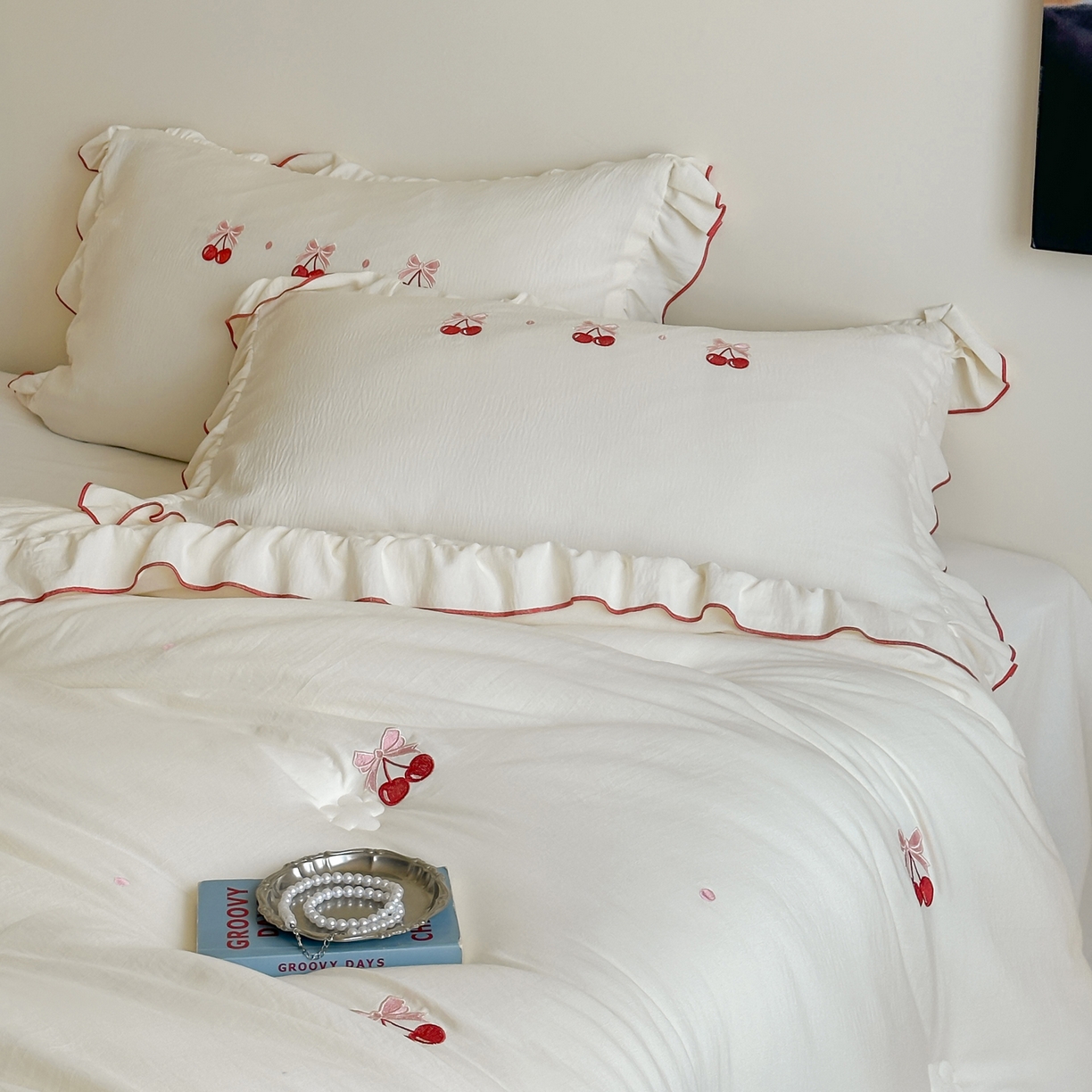 91家纺网 家纺一手货源 找家纺 一加一 2025新款宝宝纱益生菌刺绣抗菌被子被芯 蝶恋樱