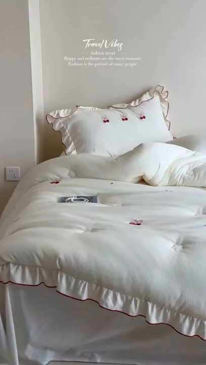 91家纺网 家纺一手货源 找家纺 一加一 2025新款宝宝纱益生菌刺绣抗菌被子被芯 蝶恋樱