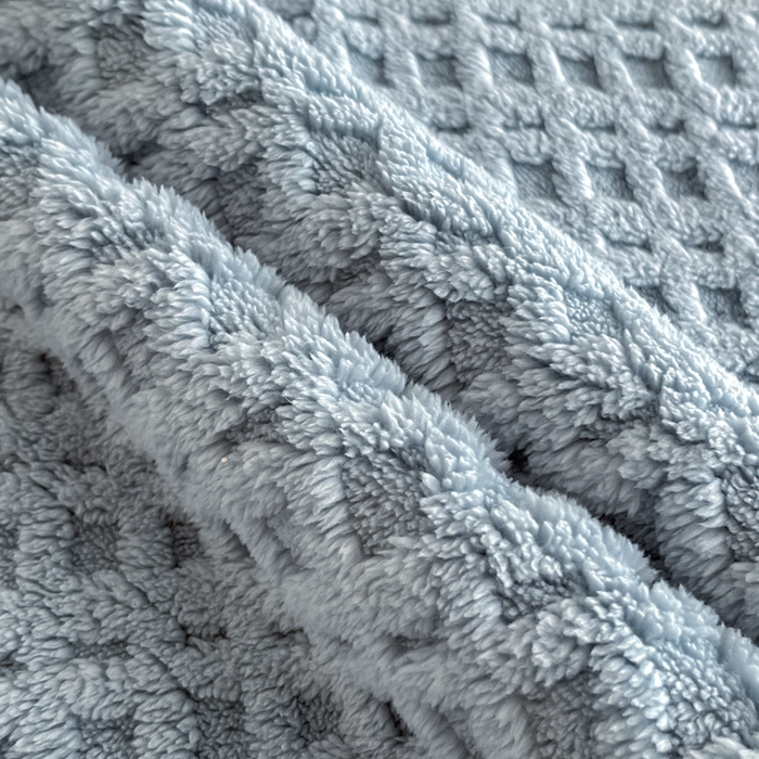 91家纺网 家纺一手货源 找家纺 欧邦 2025新款华夫格塔芙绒单床笠 床笠单件 华夫床笠-雾蓝